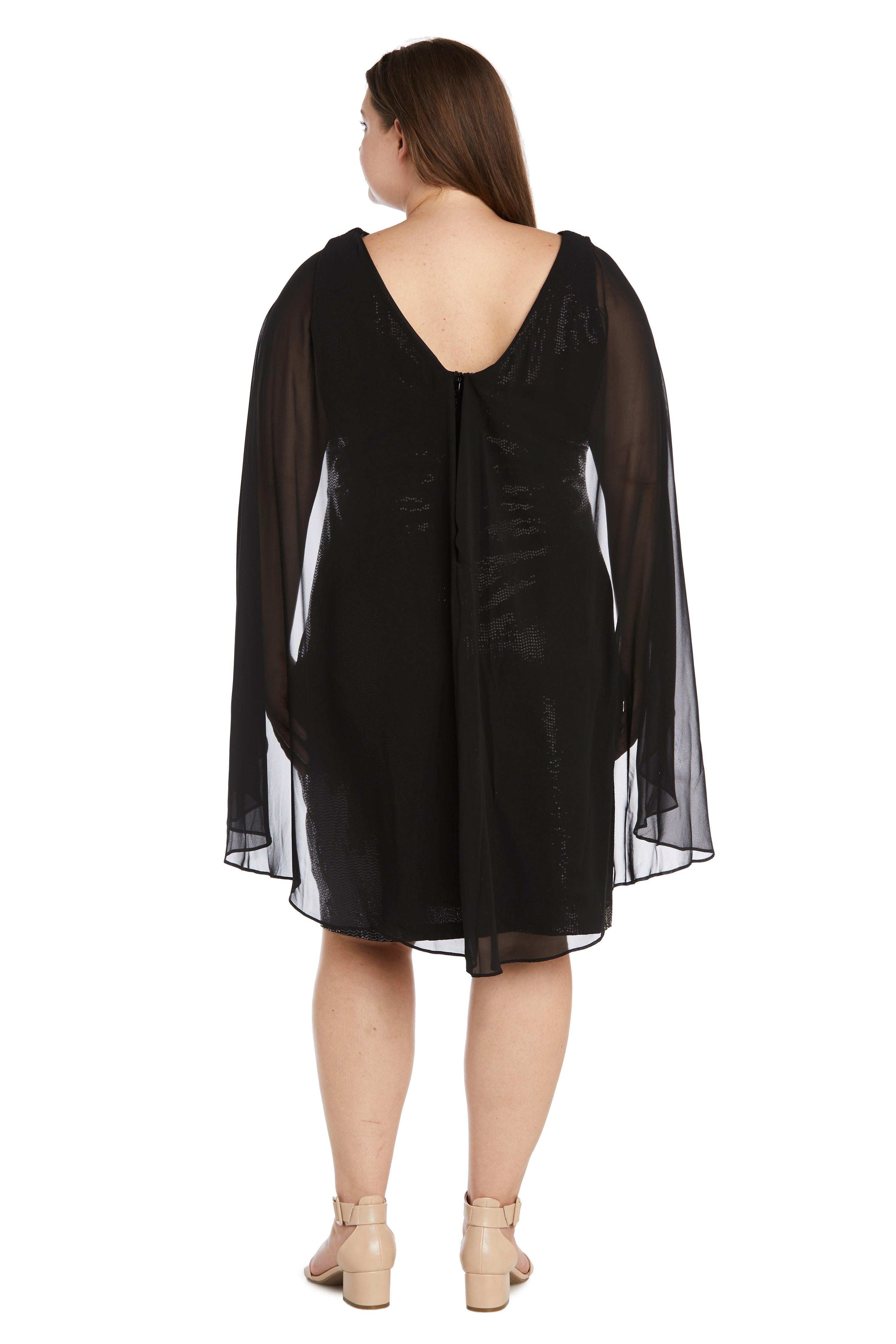 R&M Richards Short Plus Size Capelet Dress 7670W - The Dress Outlet