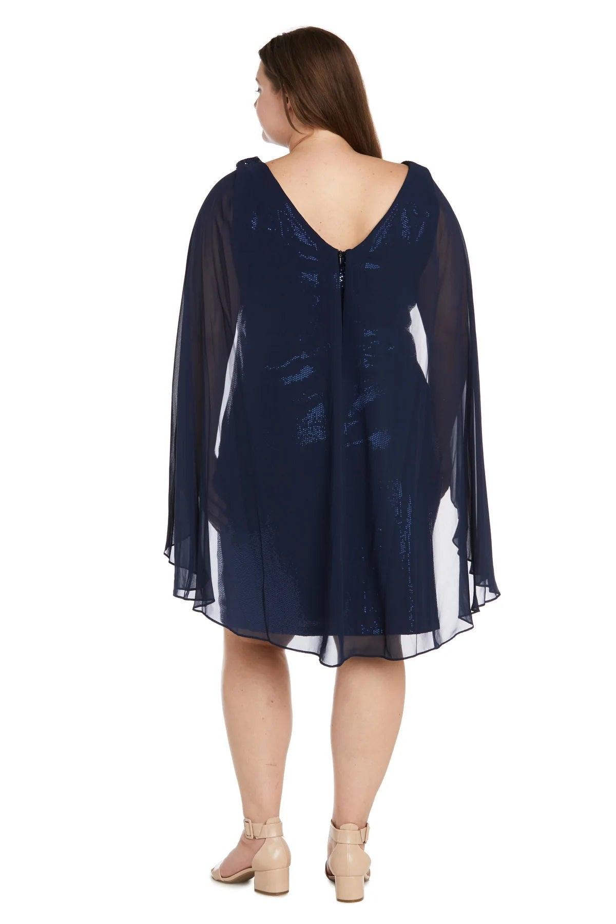 R&M Richards Short Plus Size Capelet Dress 7670W - The Dress Outlet