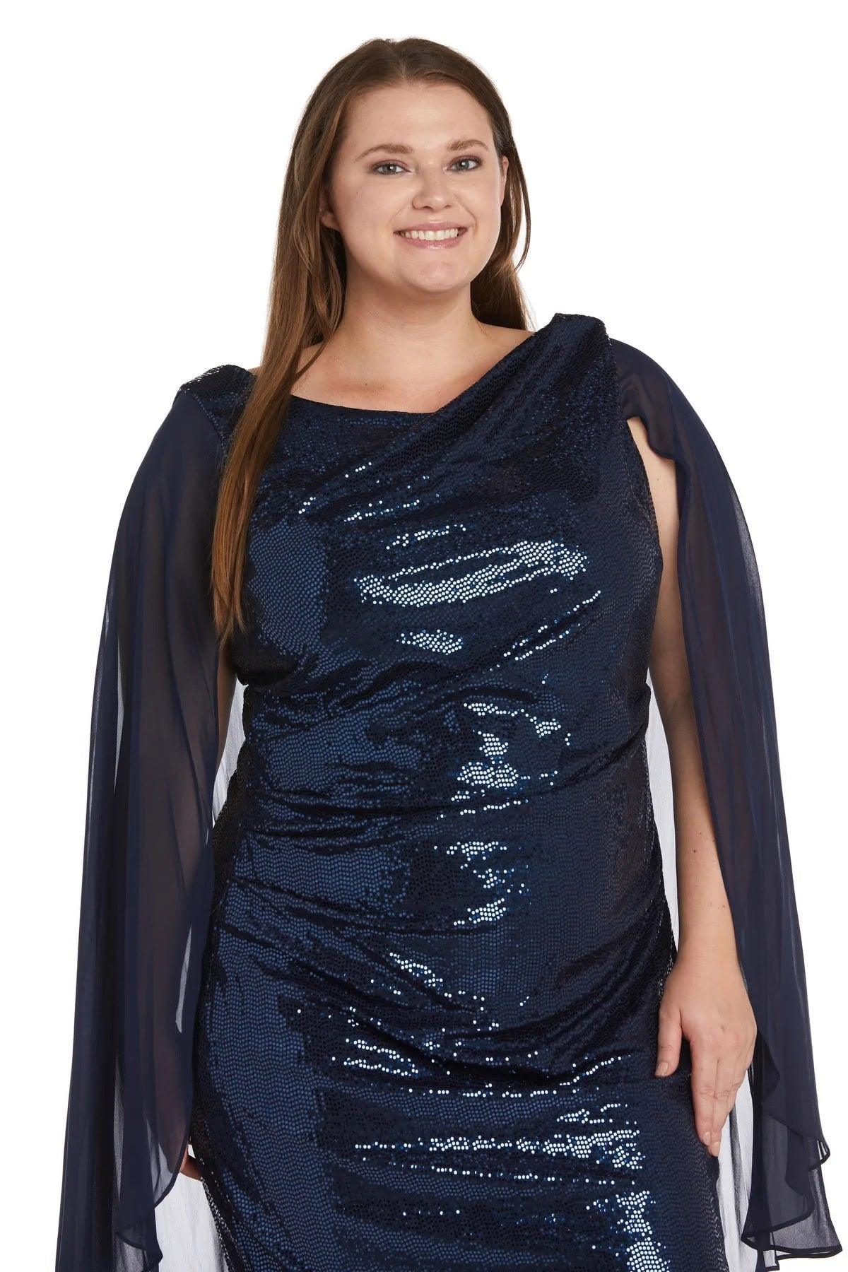 R&M Richards Short Plus Size Capelet Dress 7670W - The Dress Outlet