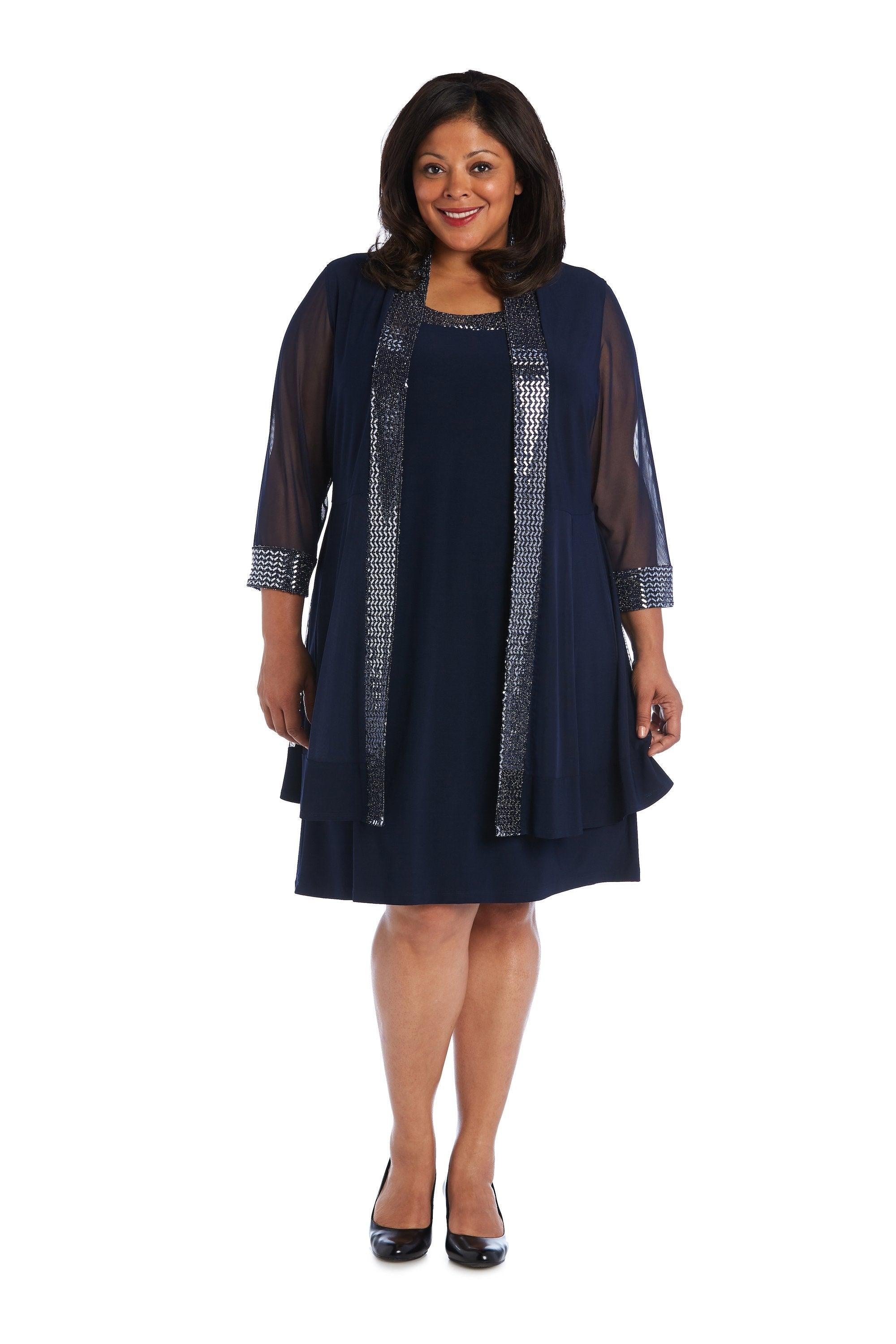 R&M Richards Short Plus Size Jacket Dress 5327W - The Dress Outlet