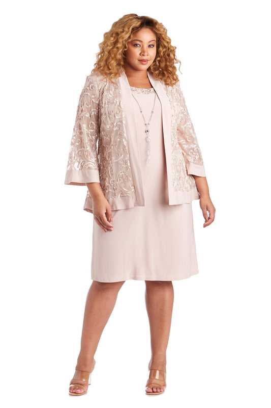R&M Richards Short Plus Size Jacket Dress 7077W - The Dress Outlet