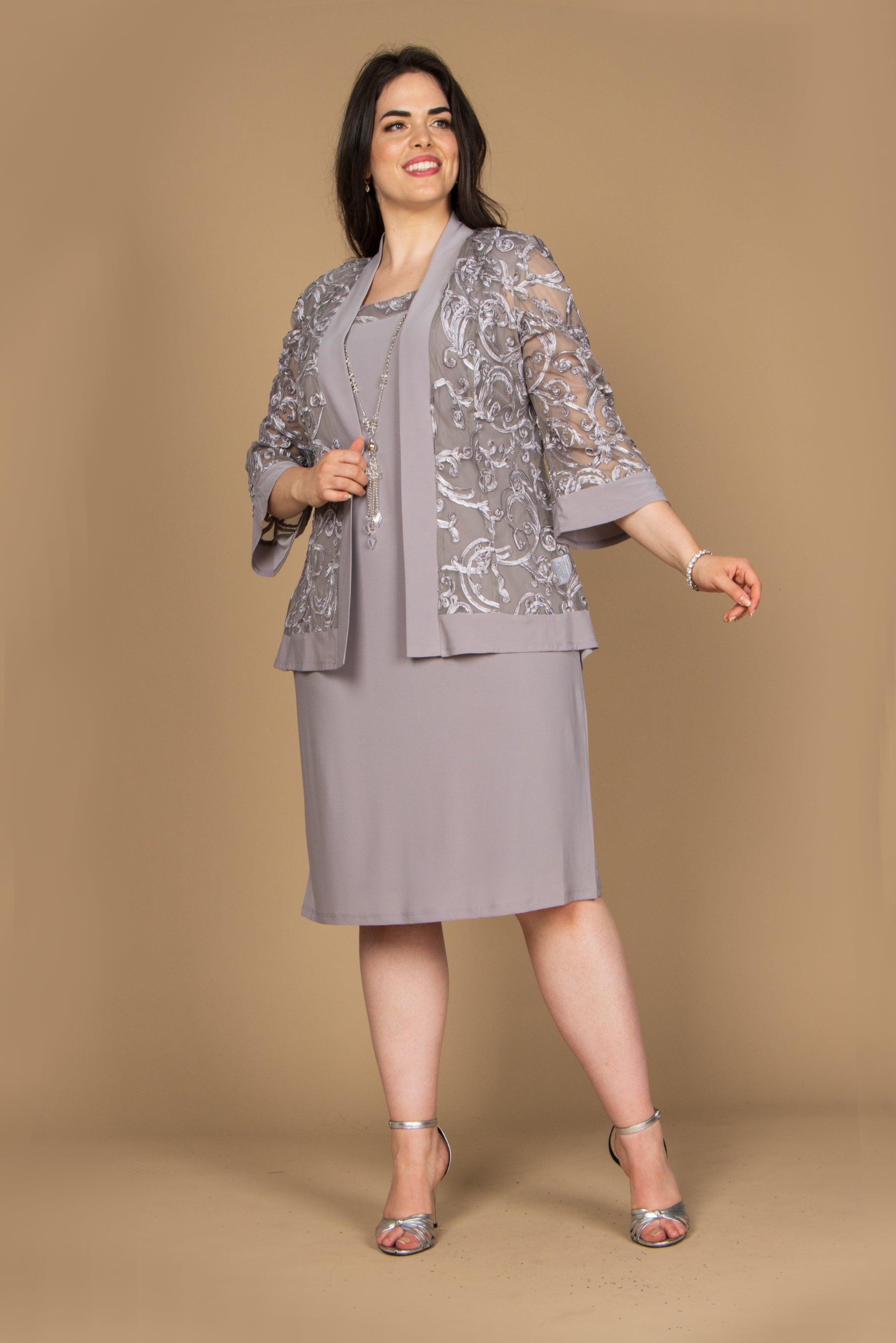 R&M Richards Short Plus Size Jacket Dress 7077W - The Dress Outlet
