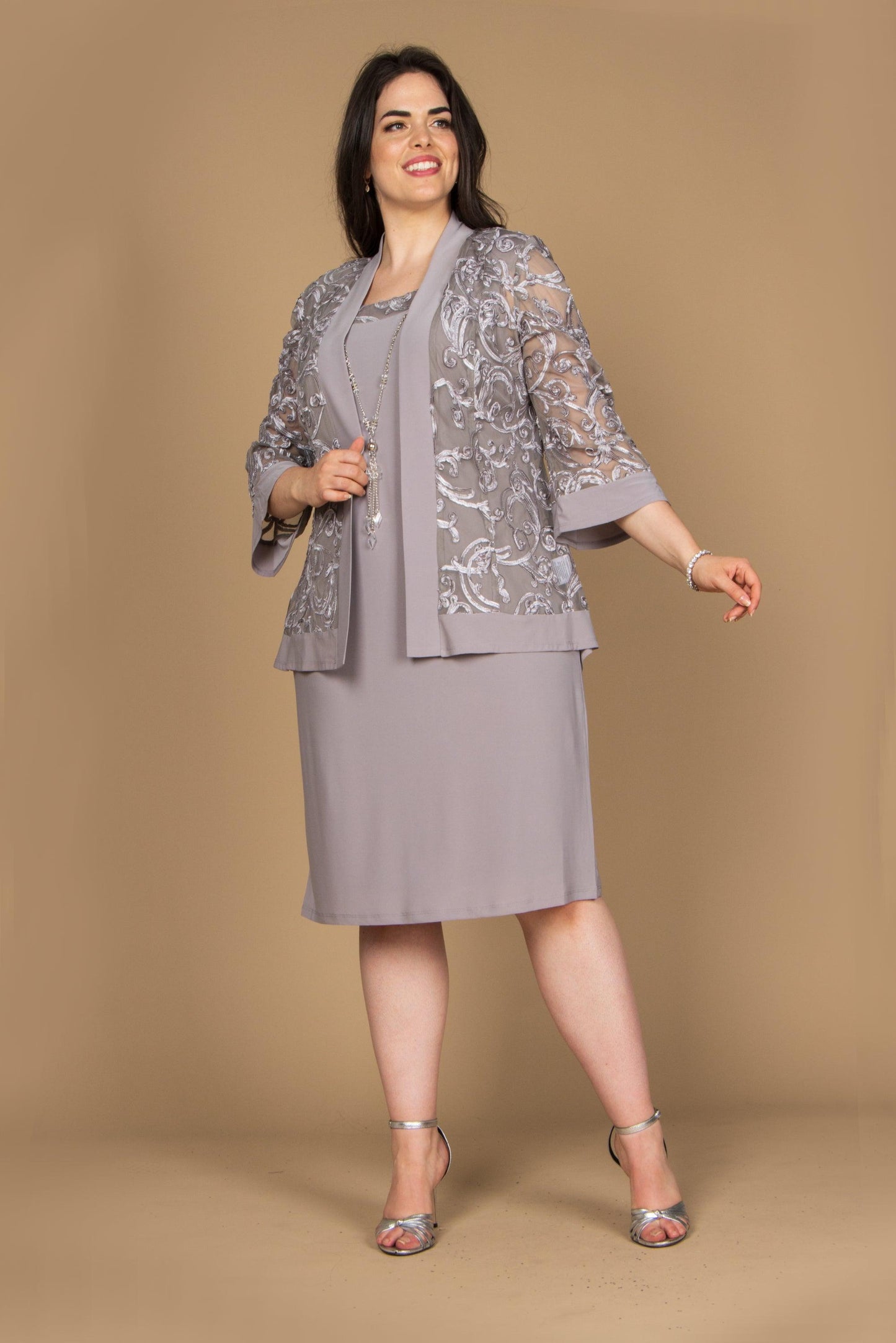 R&M Richards Short Plus Size Jacket Dress 7077W - The Dress Outlet