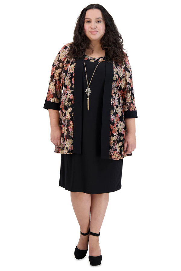 Plus Size Short Jacket Dress Two Piece R&M Richards 9043W