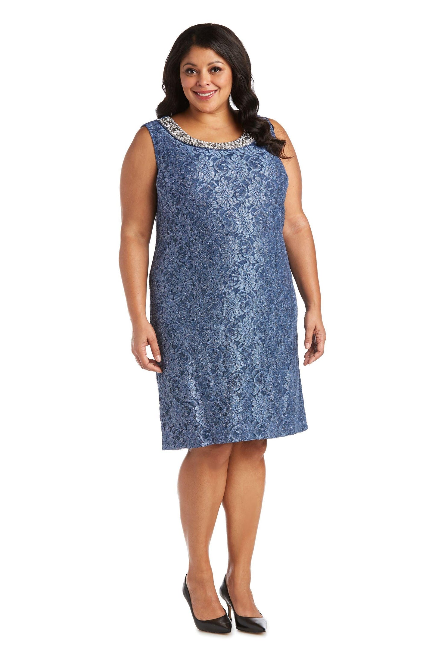 R&M Richards Short Plus Size Mother of the Bride Dress 2421W - The Dress Outlet