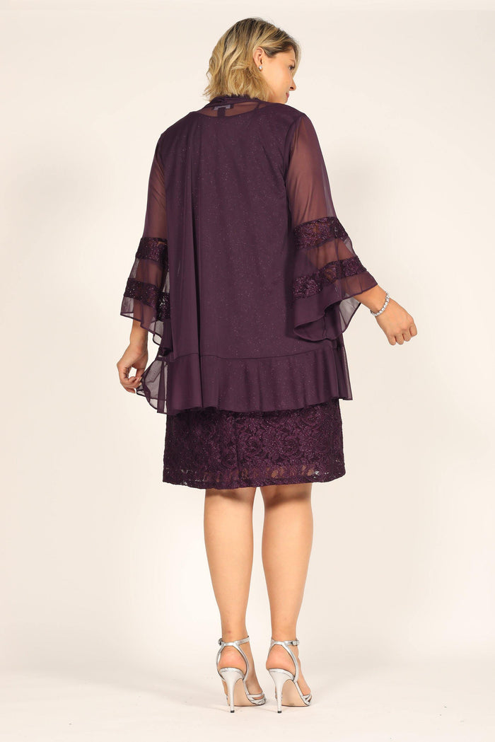 R&M Richards Short Plus Size Mother of the Bride Dress 2421W - The Dress Outlet