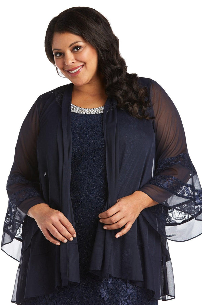 R&M Richards Short Plus Size Mother of the Bride Dress 2421W - The Dress Outlet