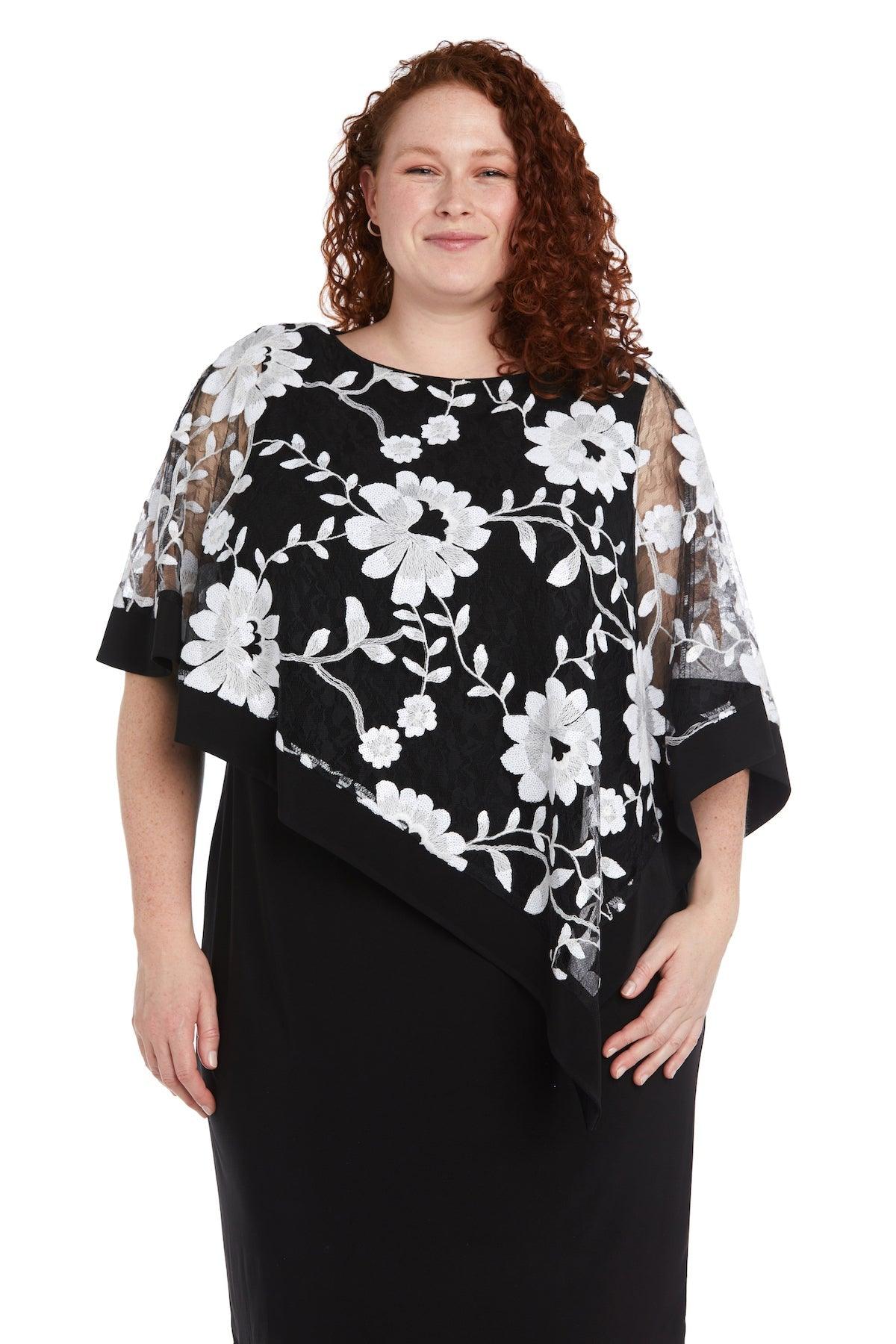 R&M Richards Short Plus Size Poncho Set Dress 2722W - The Dress Outlet