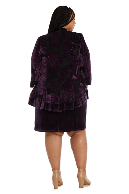 R&M Richards Short Plus Size Velvet Dress 9027W - The Dress Outlet