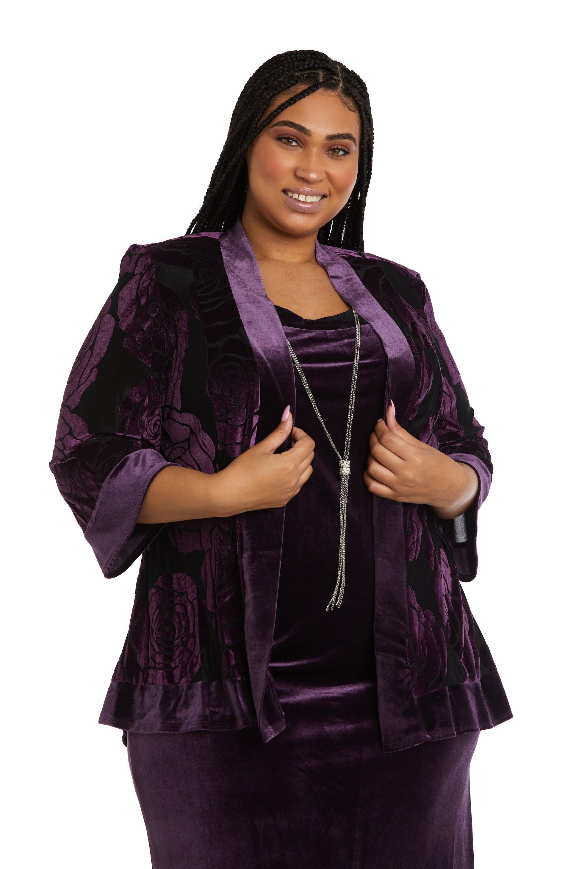 R&M Richards 9027W Short Plus Size Velvet Dress