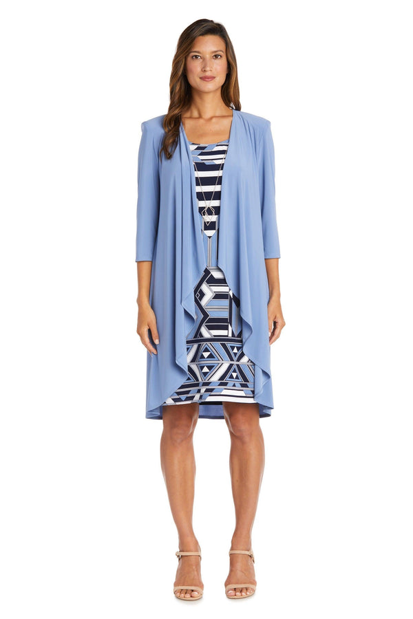 Short Print Jacket Dress Cocktail R&M Richards 9217