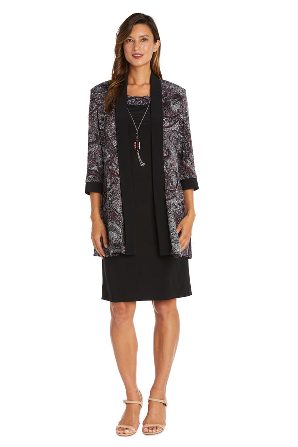 Two Piece Short Print Jacket Dress Jacket Set R&M Richards 9213
