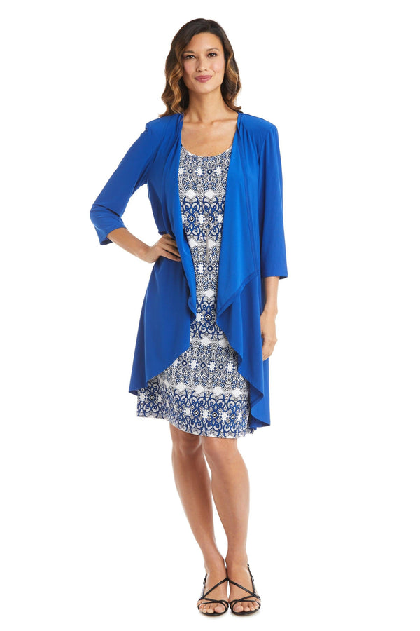 Two Piece Short Print Jacket Dress Jacket Set R&M Richards 7687