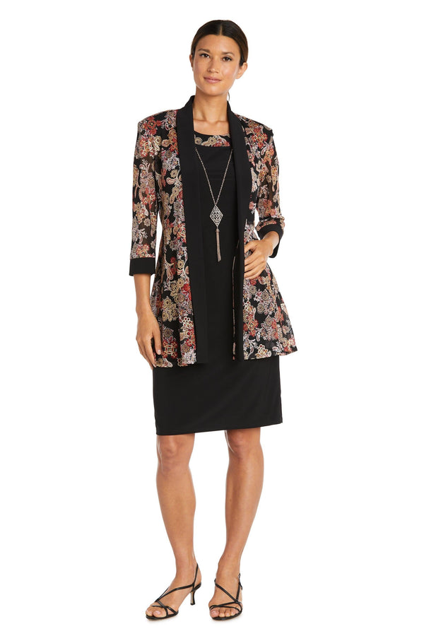 Two Piece Short Print Jacket Dress Jacket Set R&M Richards 9043