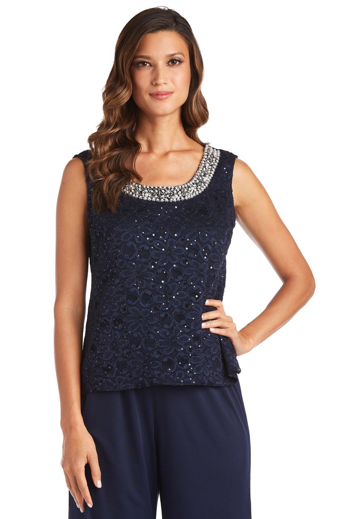 R&M Richards Two Piece Set Beaded Top 5988 - The Dress Outlet