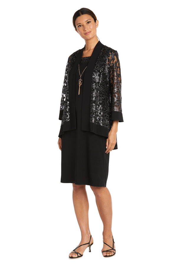 Two Piece Jacket Dress Short Length R&M Richards 7387