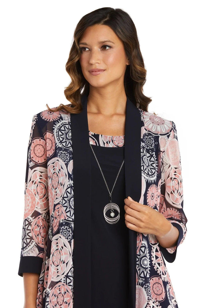 Plum/Navy R&M Richards 7823 Two Piece Short Print Jacket Dress for $66. ...