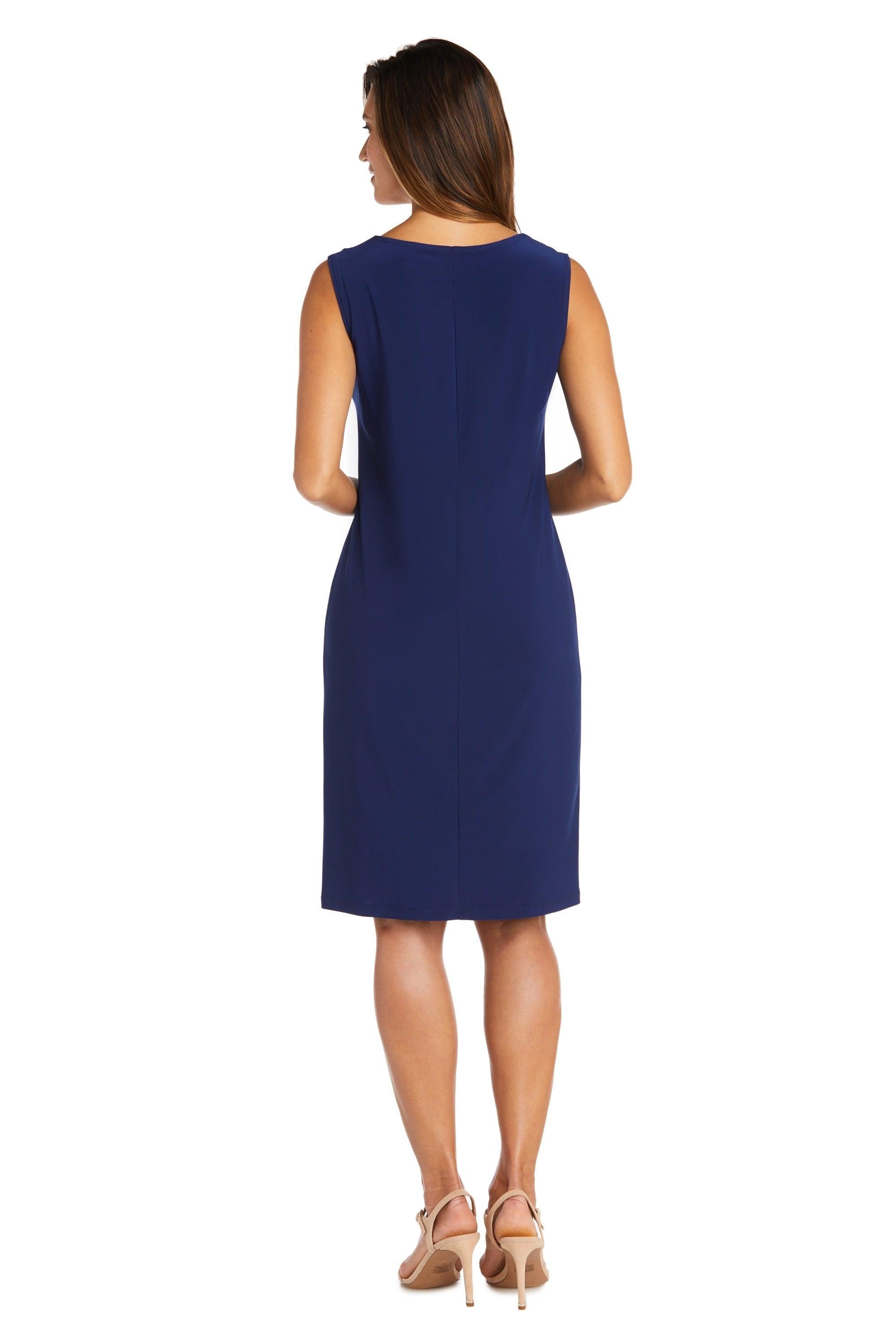 Navy/Taupe R&M Richards 9023 Two Piece Short Print Jacket Dress