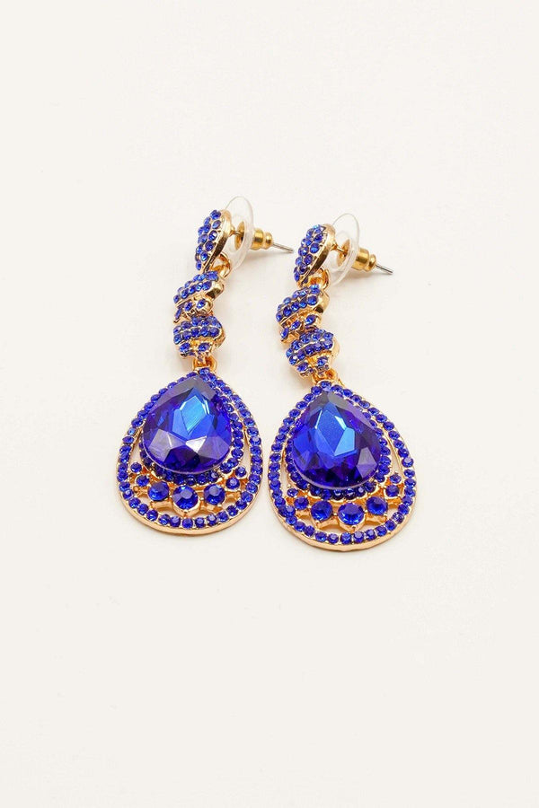 Rhinestone Encrust Diamante Teardrop Earrings