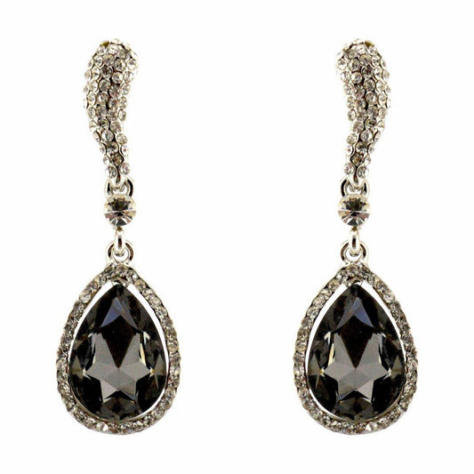 Rhinestone Encrust Diamond Open Teardrop Earrings - The Dress Outlet