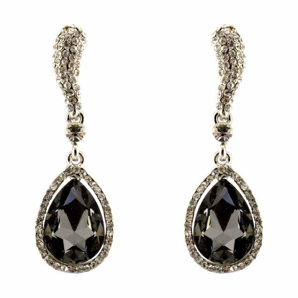 Rhinestone Encrust Diamond Open Teardrop Earrings