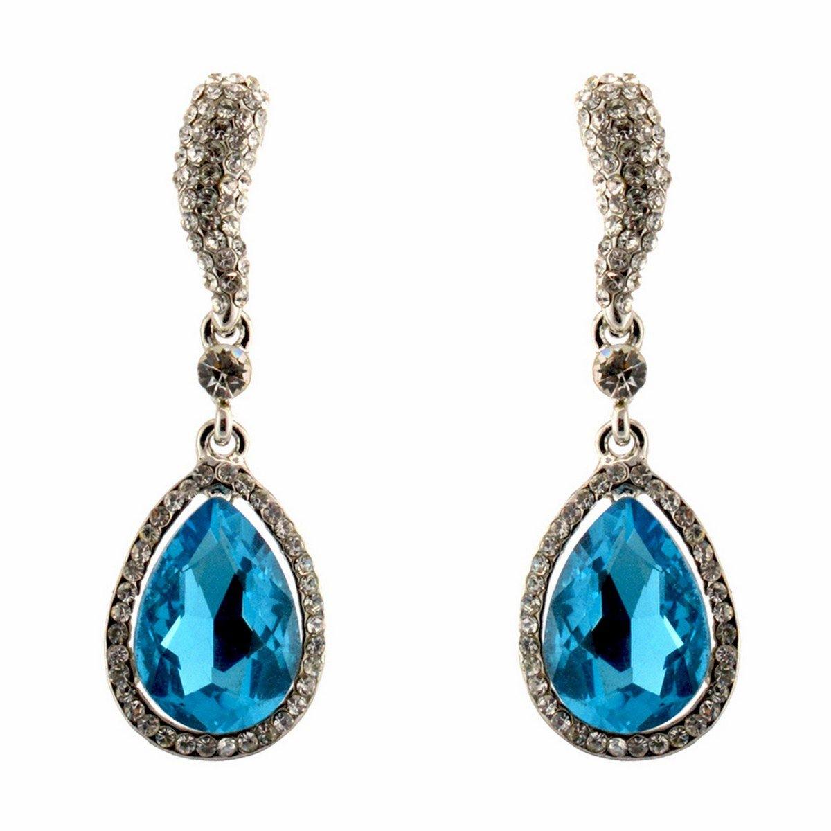 Rhinestone Encrust Diamond Open Teardrop Earrings - The Dress Outlet