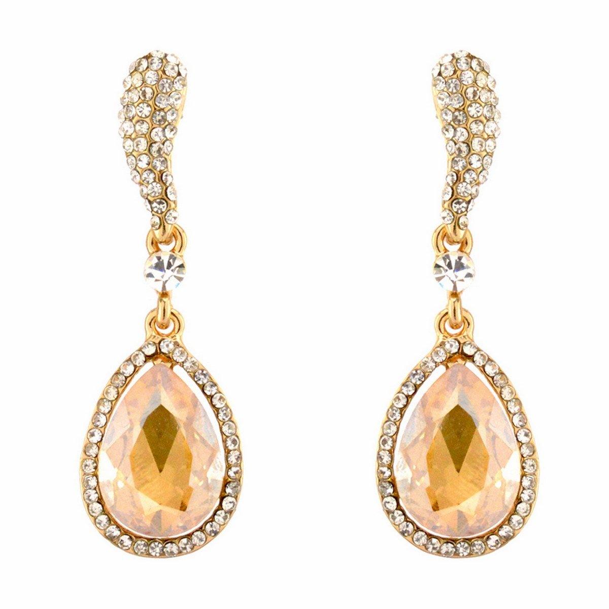 Rhinestone Encrust Diamond Open Teardrop Earrings - The Dress Outlet