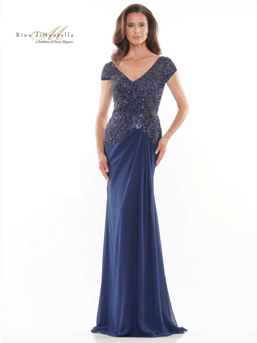 Rina di Montella Beaded Long Formal Dress 2743