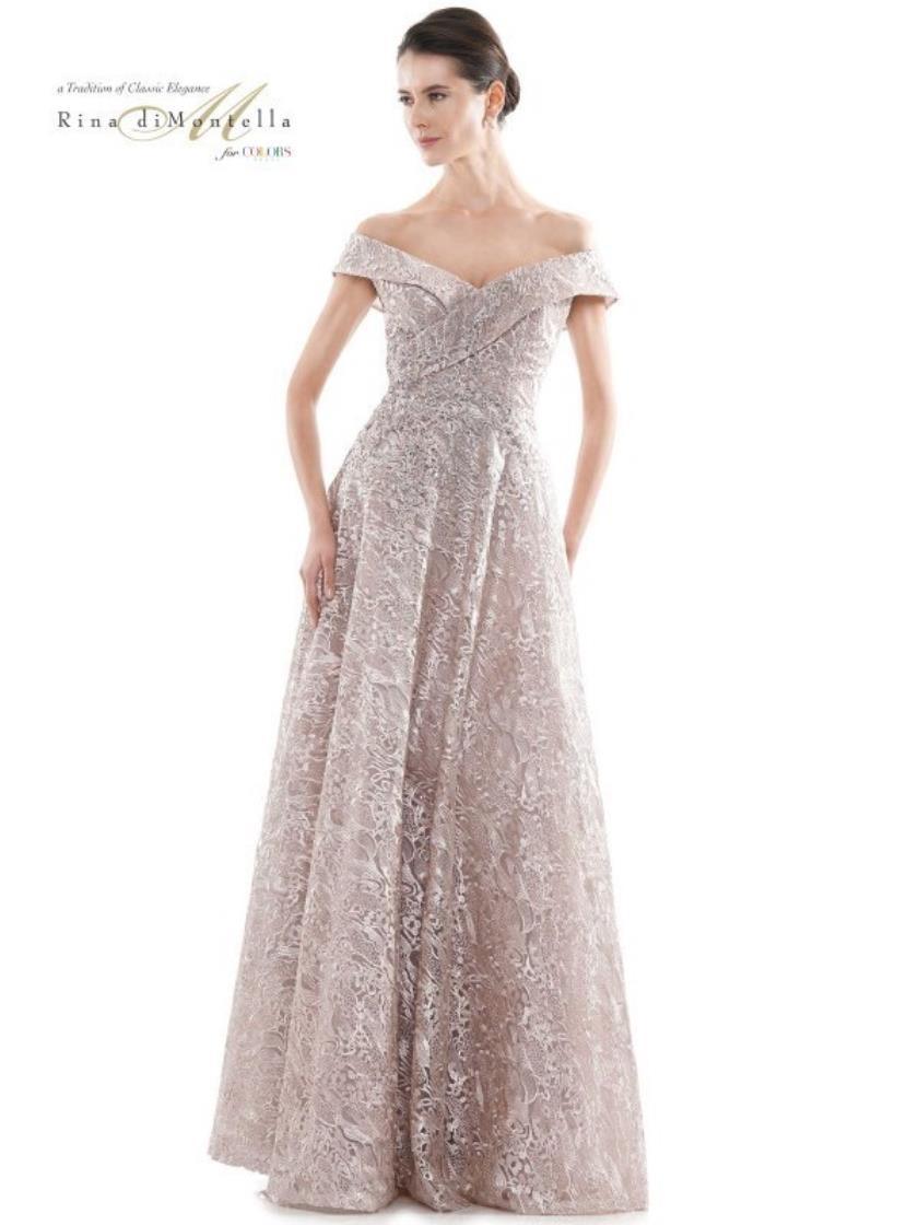 Rina di Montella Formal Off Shoulder Long Gown 2715 - The Dress Outlet