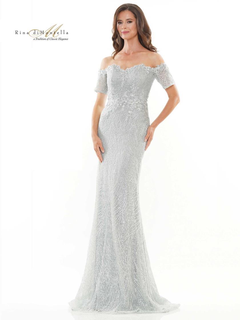 Rina di Montella Lace Off Shoulder Long Dress 2736 - The Dress Outlet
