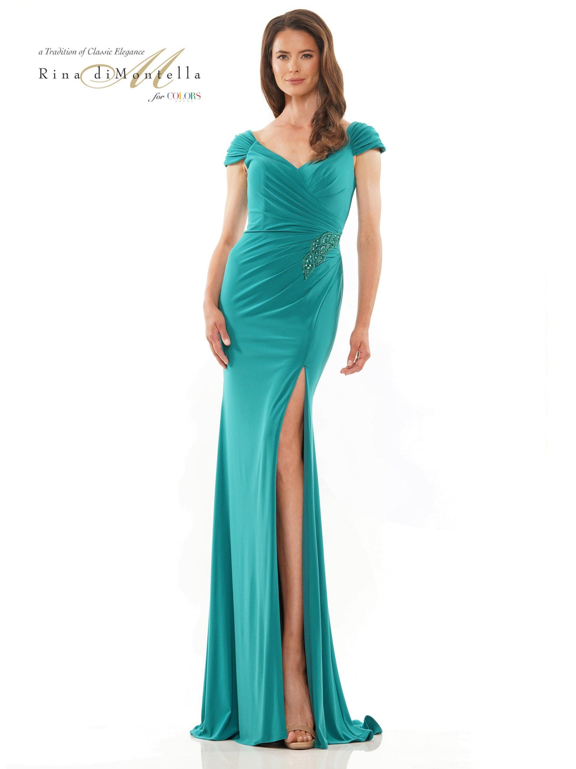 Rina di Montella Long Cap Sleeve Formal Dress 2824