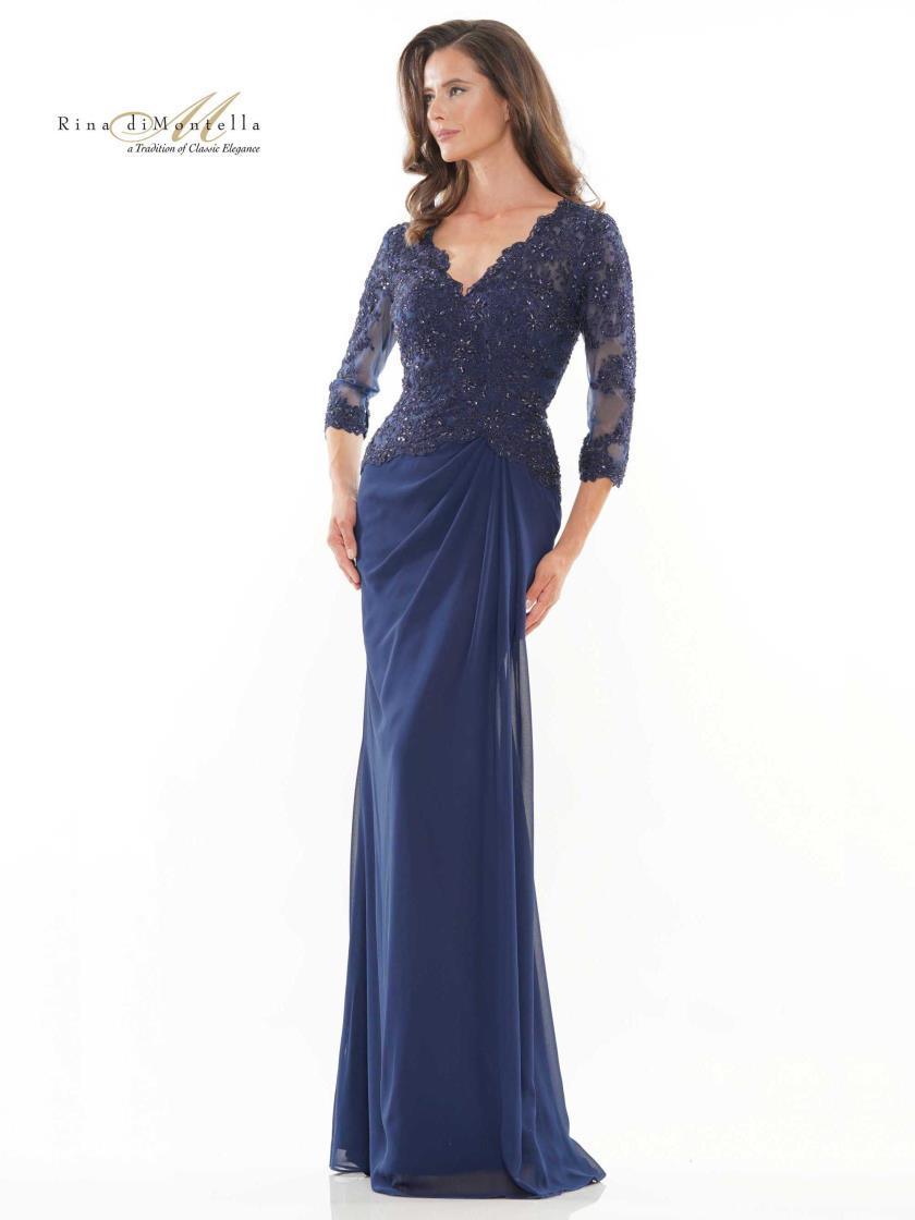 Rina di Montella Long Formal Chiffon Dress 2744 Sale