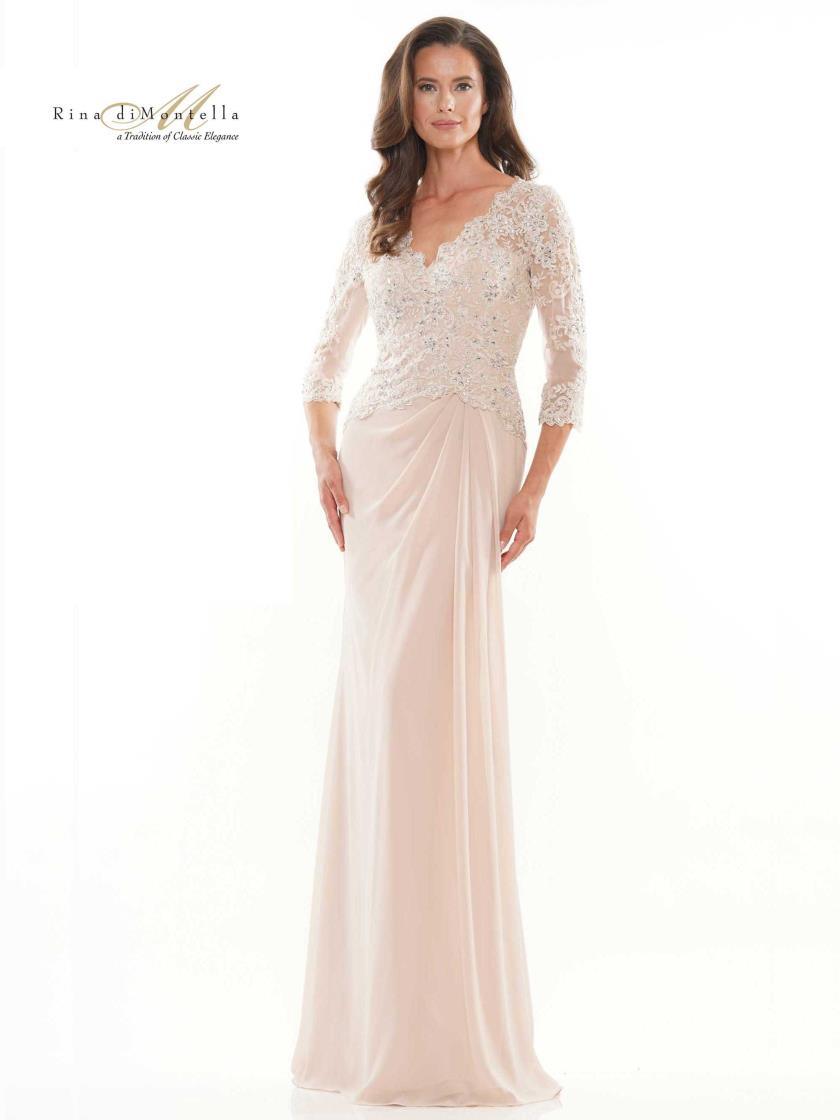 Rina di Montella Long Formal Chiffon Dress 2744 - The Dress Outlet