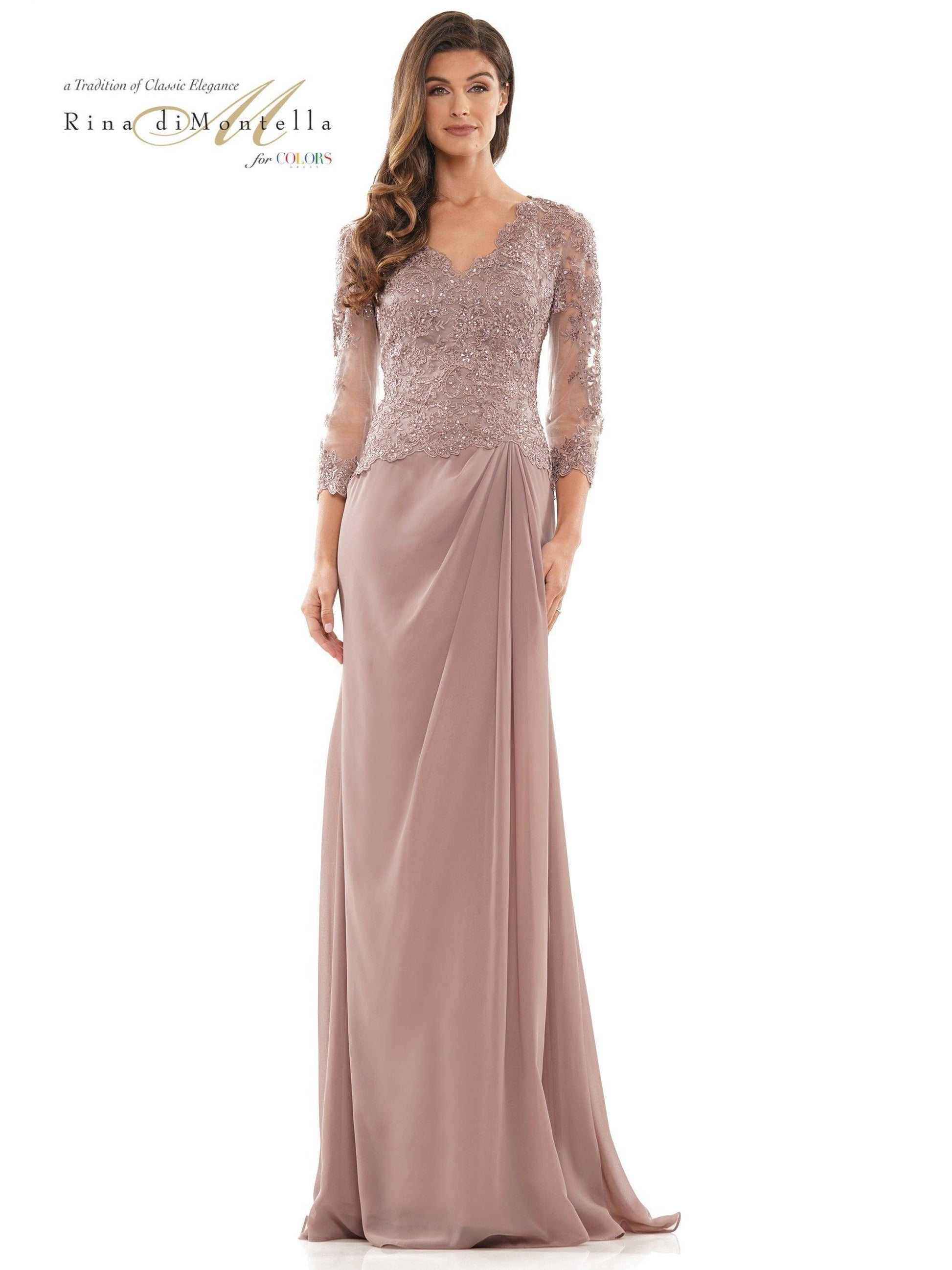 Rina di Montella Long Formal Chiffon Dress 2744 Sale