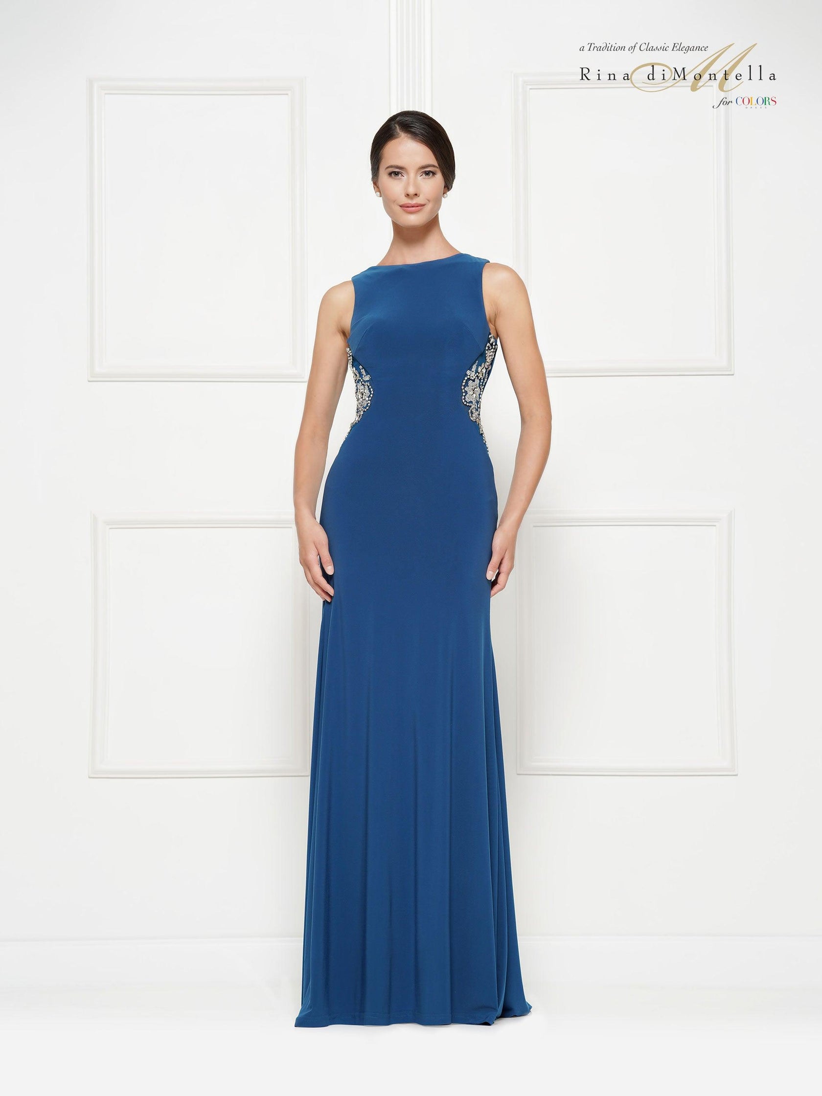 Rina di Montella Long Formal Beaded Dress 2729 main image 1