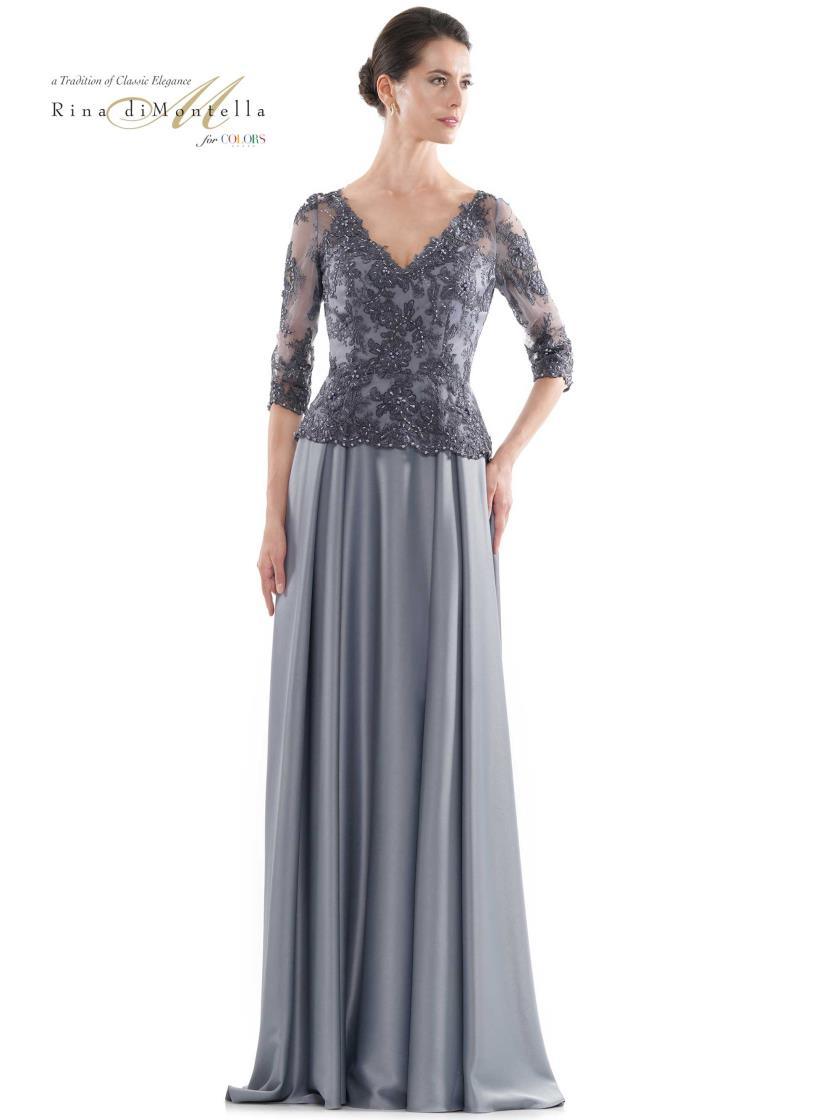 Rina di Montella Long Formal Long Sleeve Dress 2720 - The Dress Outlet