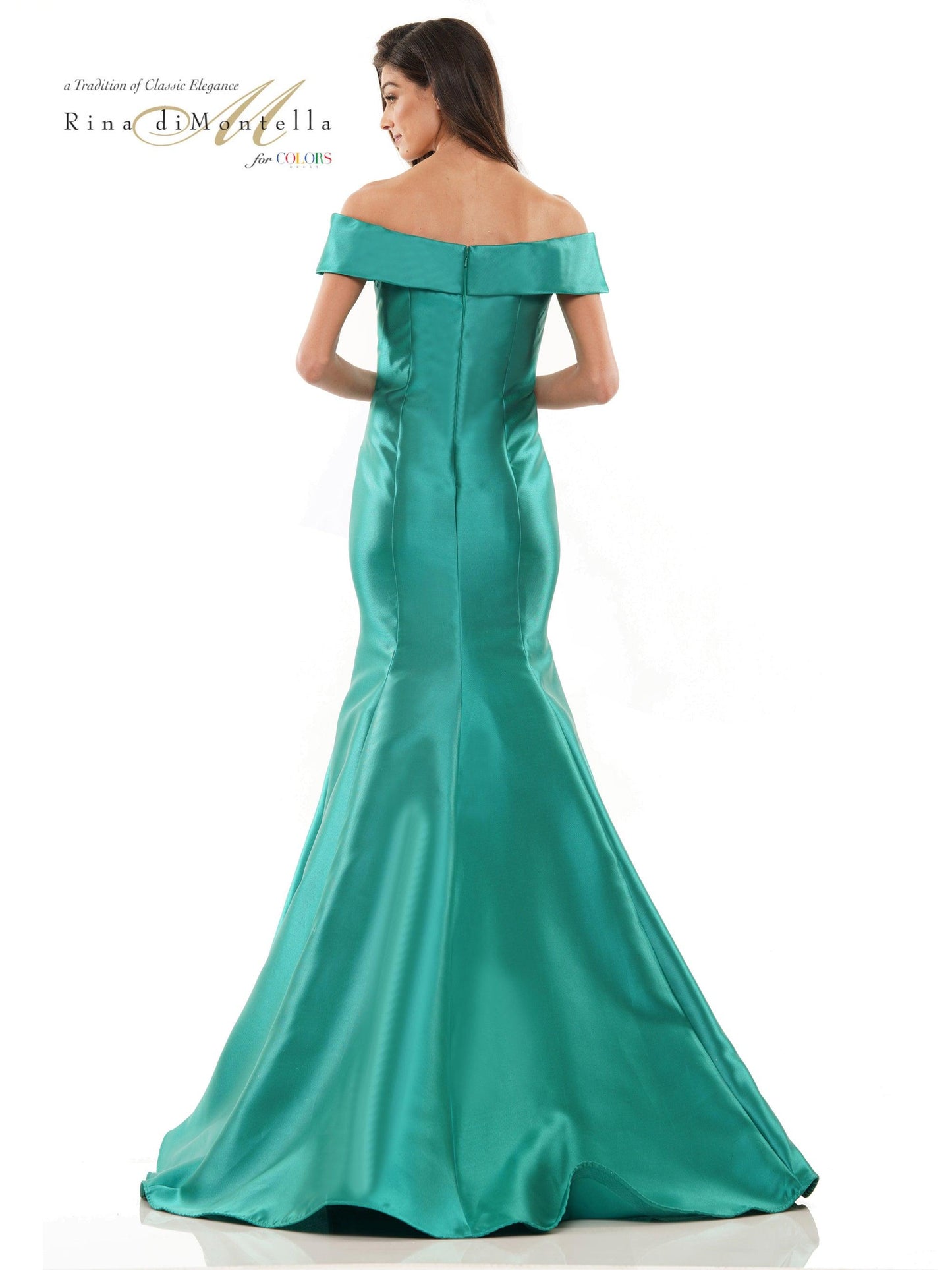 Rina di Montella Long Formal Off Shoulder Gown 2602 - The Dress Outlet