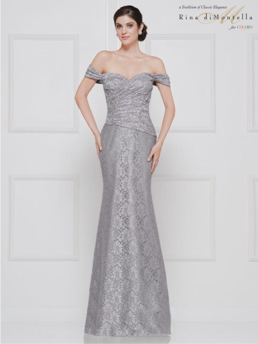 Rina di Montella Long Formal Off Shoulder Gown 2650 - The Dress Outlet
