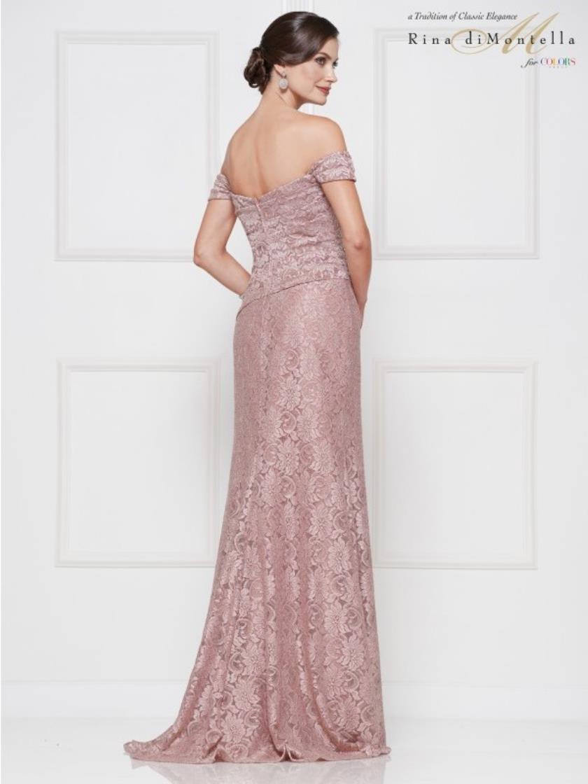 Rina di Montella Long Formal Off Shoulder Gown 2650