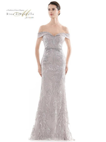 Rina di Montella Long Formal Off Shoulder Gown 2713 - The Dress Outlet
