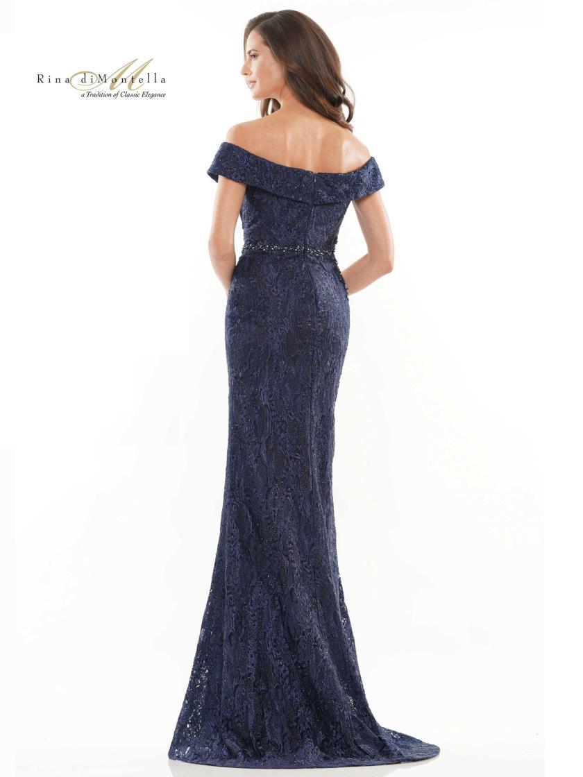 Rina di Montella Long Formal Off Shoulder Gown 2740 - The Dress Outlet
