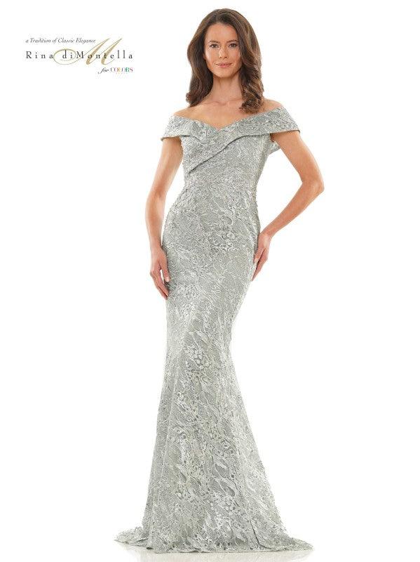 Rina di Montella Long Formal Off Shoulder Gown 2740 - The Dress Outlet