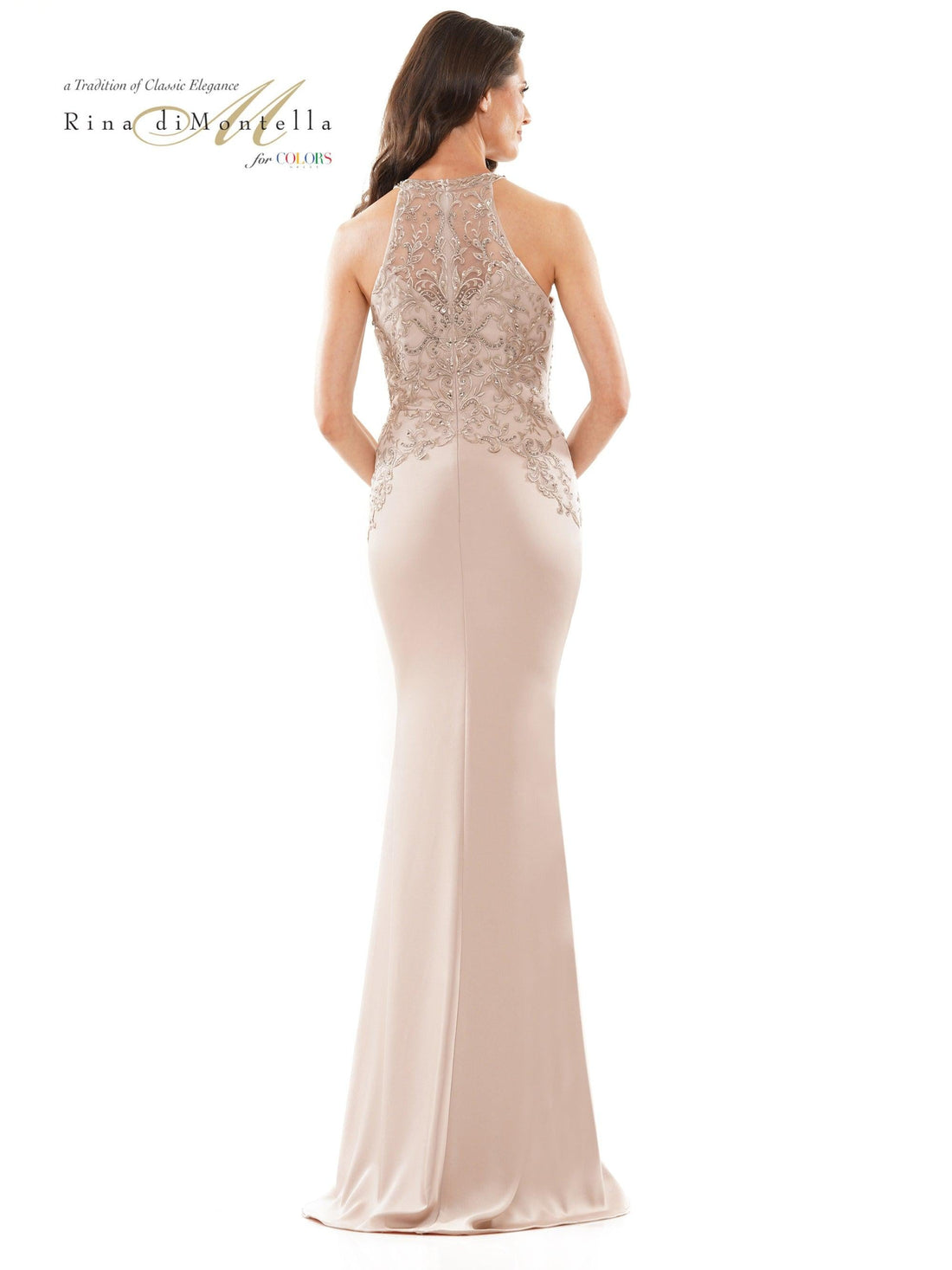 Mauve Rina di Montella Long Halter Formal Dress 2755 for $437.99  The ...