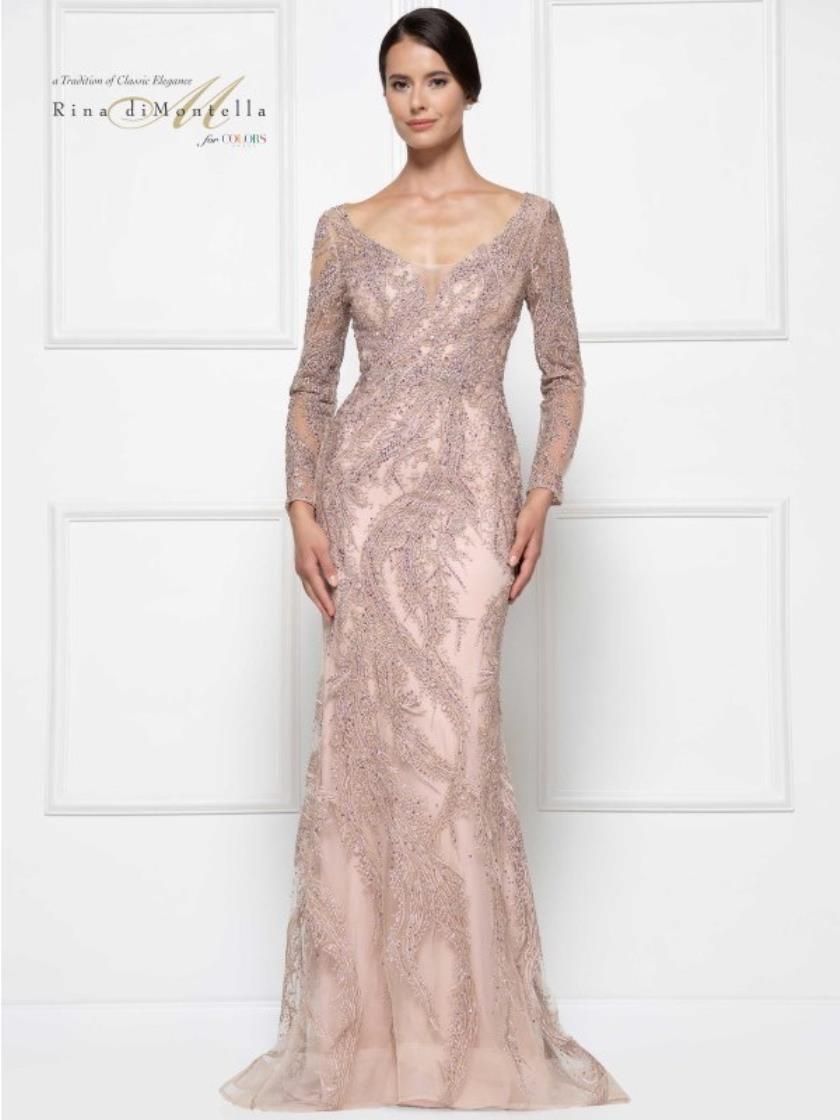 Rina di Montella Long Sleeve Formal Dress 2668 - The Dress Outlet