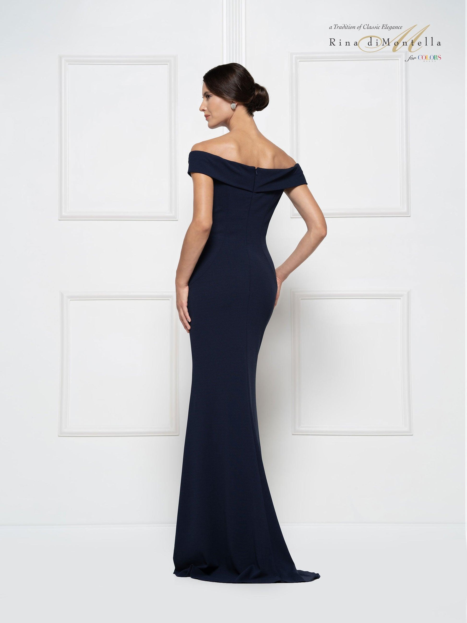 Rina di Montella Off Shoulder Long Dress 2690