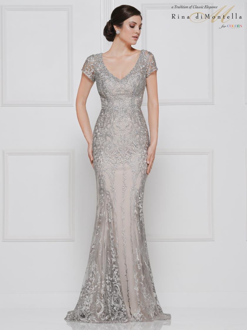 Rina di Montella Short Sleeve Long Dress 2657 - The Dress Outlet