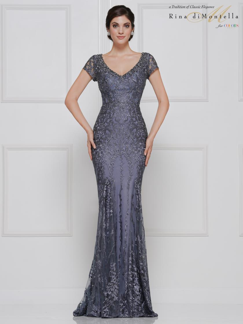 Rina di Montella Short Sleeve Long Dress 2657 - The Dress Outlet