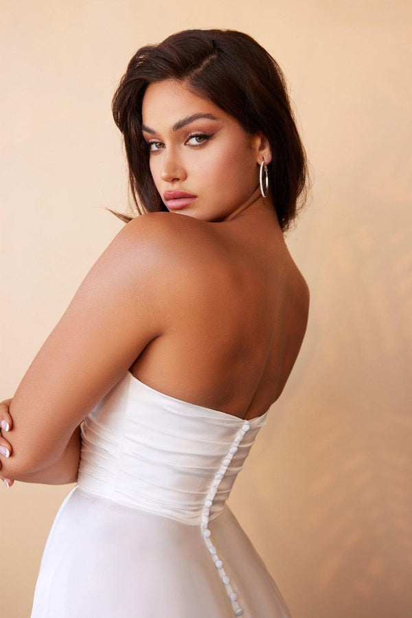 Off White Cinderella Divine CD0166W Satin Strapless Long Bridal Gown for $299.0 – The Dress Outlet