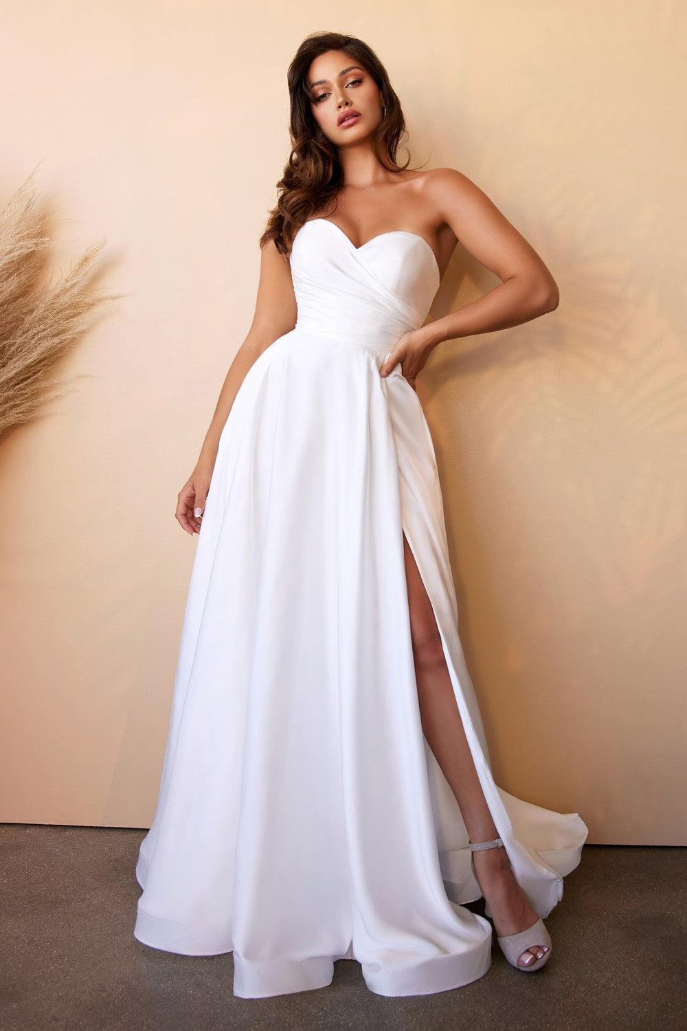 Satin Strapless Long Bridal Gown - The Dress Outlet