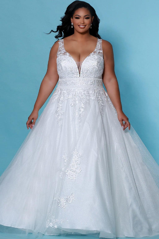 Wedding Dresses Long Sleeveless Glitter Tulle Wedding Dress Ivory